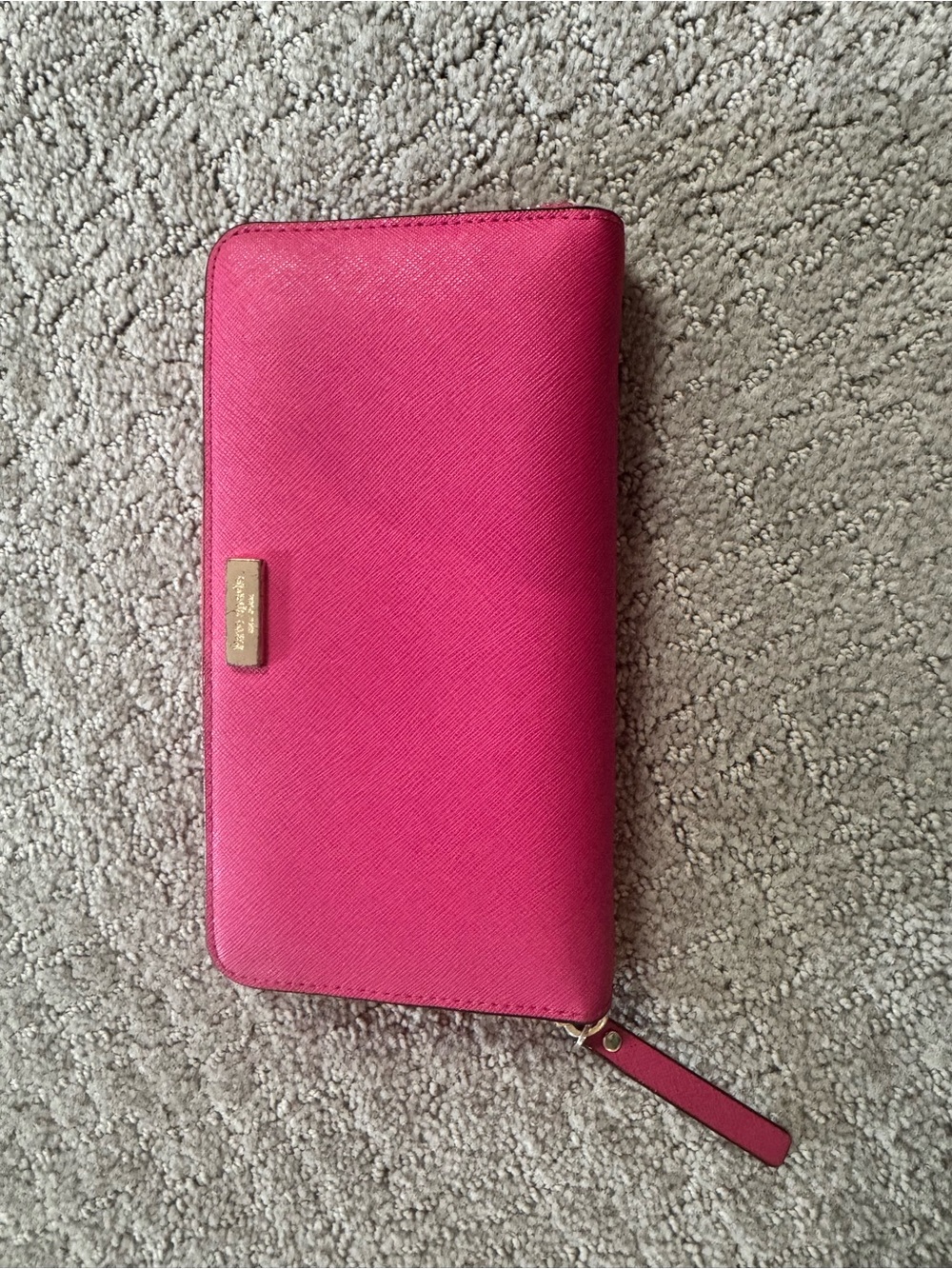 kate spade Hot Pink Zip Wallet with Patterned Interior